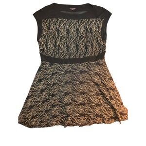 Anna Scholz  Black Bronze Lace Fit Flare Cocktail Party Dress Sz 22 Festive